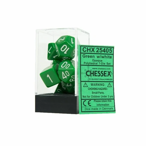 Chessex Opaque Green/White Polyhedral 7-Die Set