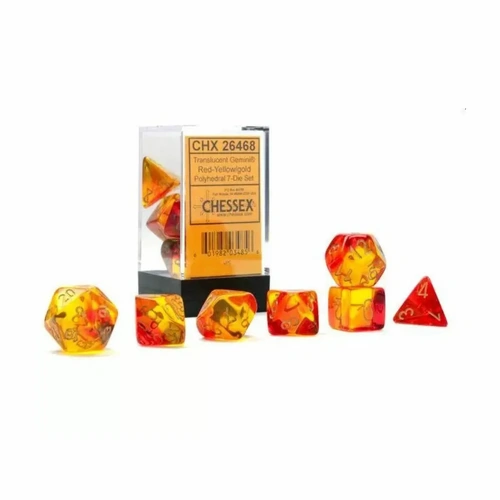 Chessex Gemini Translucent Red-Yello/Gold Polyhedral 7-Die Set