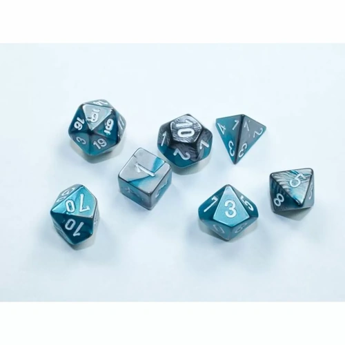 Chessex Gemini Steel-Teal/White Mini-hedral 7-Die Set