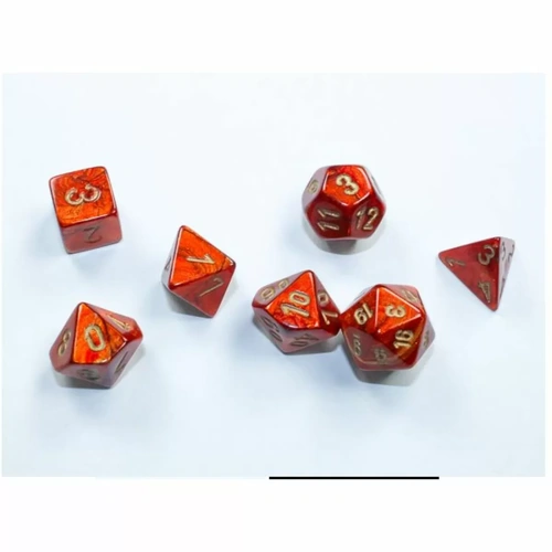 Chessex Scarab Scarlet/Gold Mini-hedral 7-Die Set